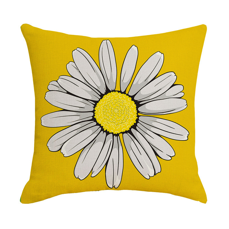 Amazon Hot Selling Chrysanthemum Daisy Summer Pillow Cover Cross-Border Home Ornament Pillow Sofa Cover Cushion Pillow Case