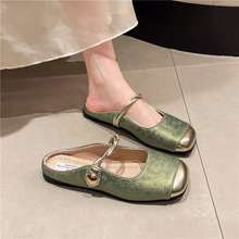 包头半拖鞋女法式2024夏季新款设计感中国风软底一脚蹬玛丽珍拖鞋