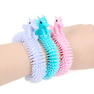 Cartoon Unicorn Horse Caterpillar Lala Bracelet Unicorn Decompression Vent Lamian Noodles Soft Rubber Toy Wristband