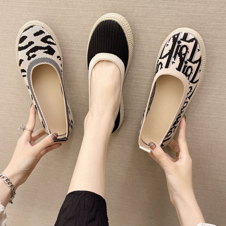 厚底渔夫鞋女小香风2022春秋新款韩版针织一脚蹬软底飞织透气单鞋