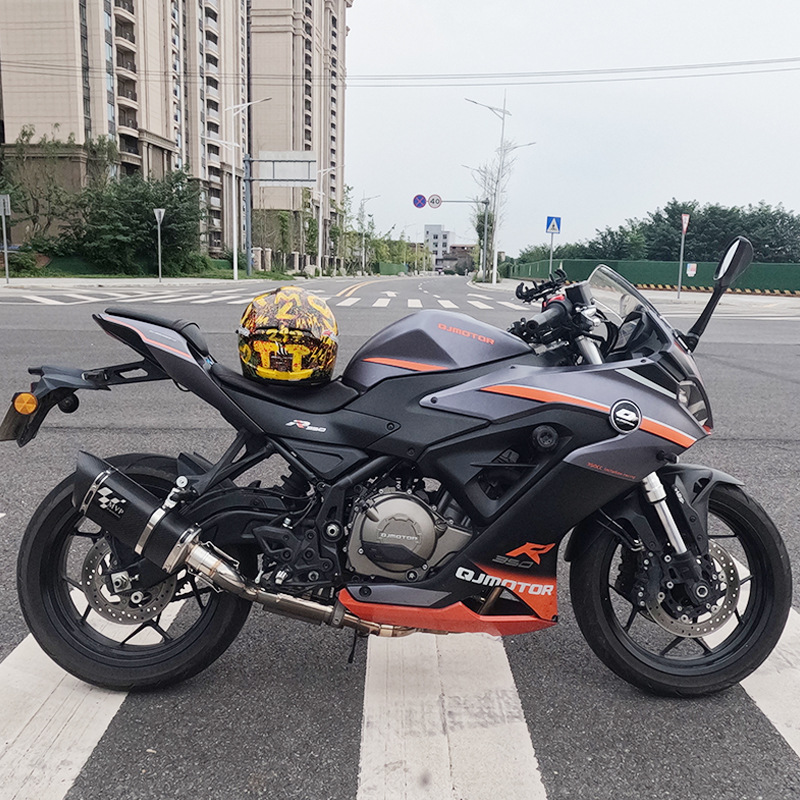 适用摩托车钱江赛350排气管全段改装赛350侧排前段尾段排气管配件