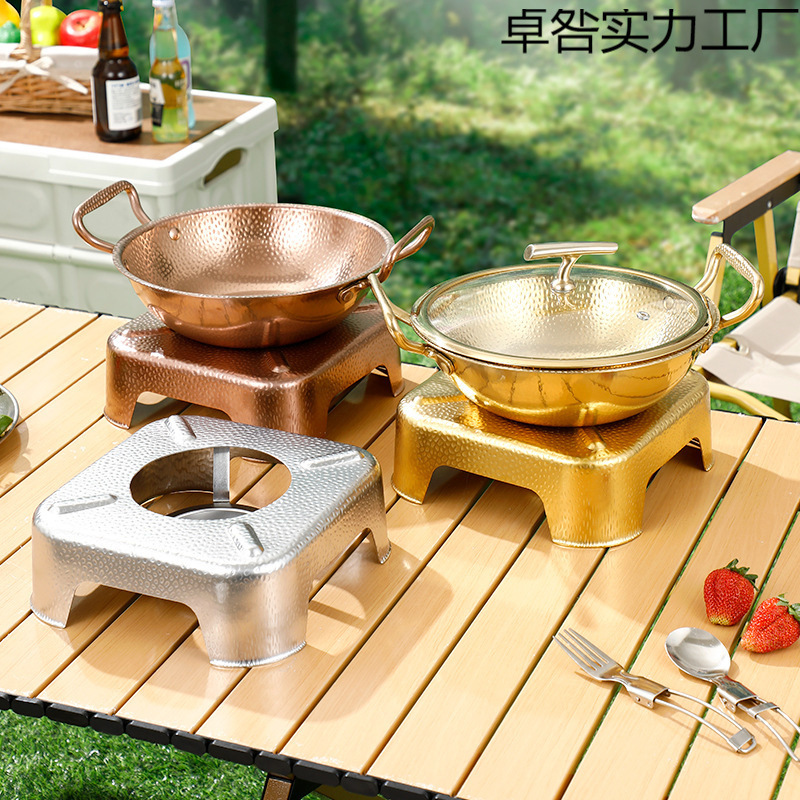 酒精炉子家用不锈钢小火锅饭店用酒店商用户外露营干锅专用锅炉子