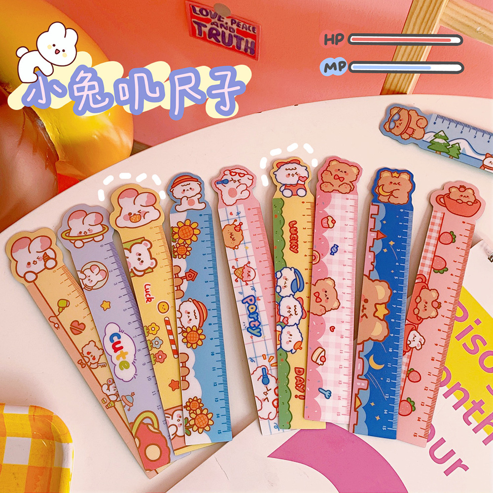 Student Stationery Magnetic Ruler Math Class Ruler Cartoon Cute Korean Fresh Girl Plastic Creative Measure Gauge