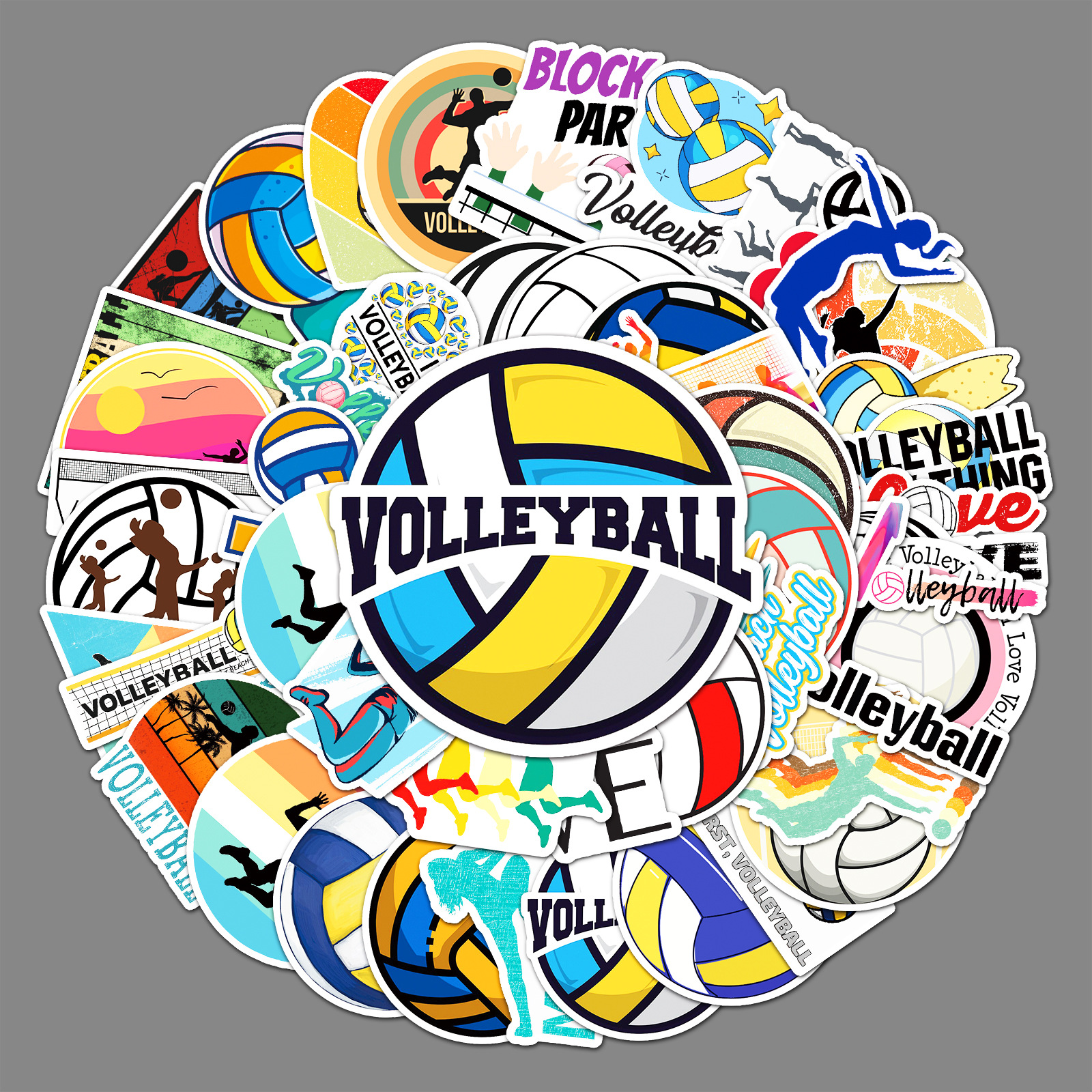 50张排球运动涂鸦贴纸 个性跨境体育贴纸diy滑板行李箱贴纸防水