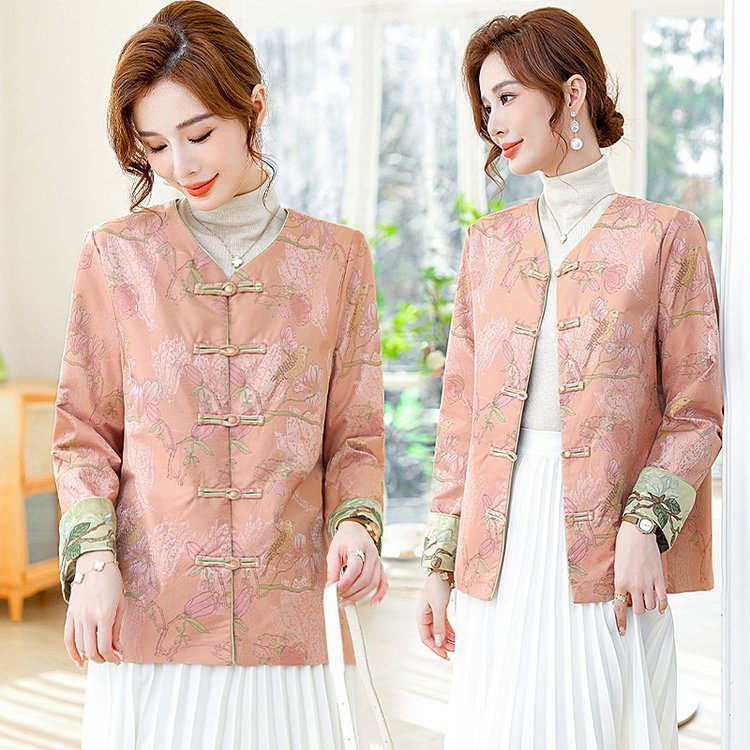 2024春季中式唐装外套外贸跨境国风中国盘扣提花上衣复古上衣开衫