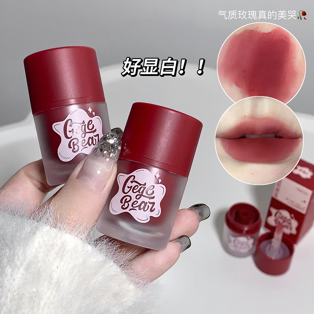 gege bear art color velvet mist lip mud matte velvet plain face white lip lacquer student lipstick lip gloss cosmetics