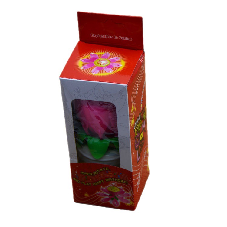 Lotus Lotus Music Birthday Cake Candle Wholesale Automatic Flowering Smokeless Rotating Birthday Candle