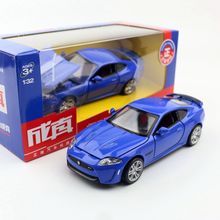 彩珀玩具合金汽车仿真模型1:32捷豹XKR-S超级跑车车模回力4开门