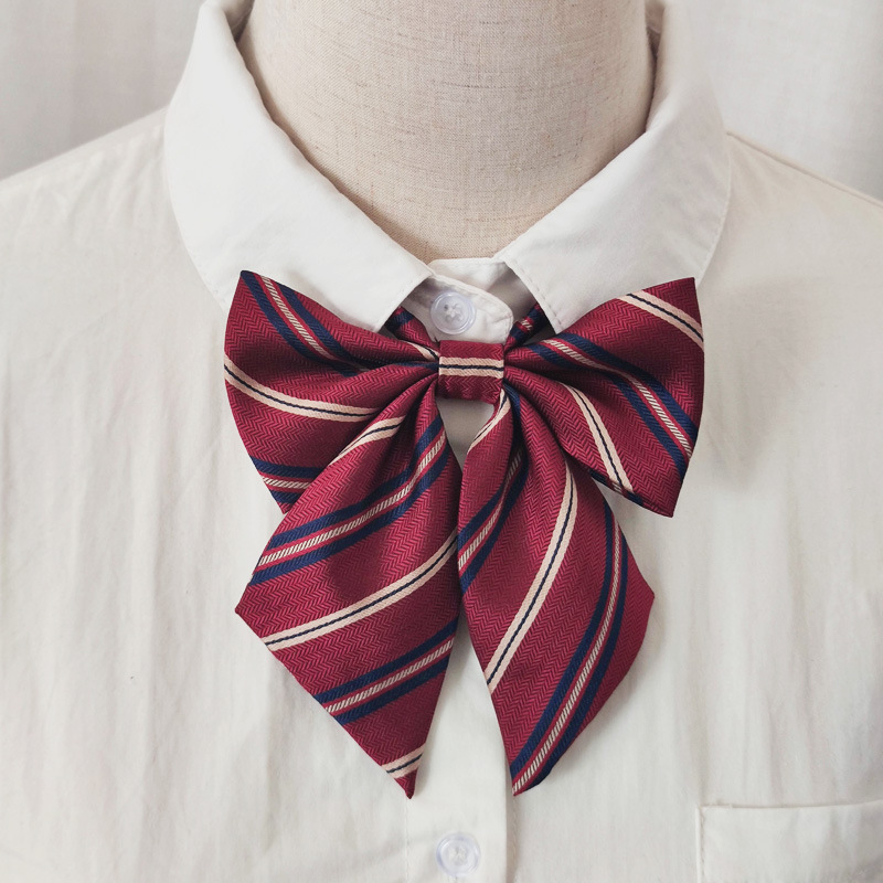 日系jk基础款绀红条纹手打免打领带尖角领结领花搭配衬衣装饰摄影