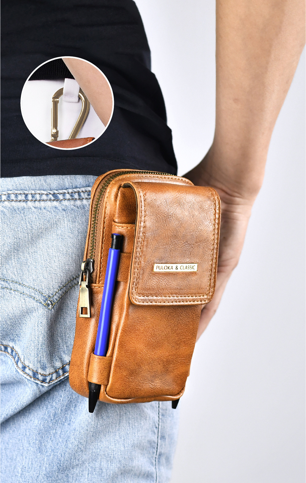 竖款男士手机腰包大容量零钱包工地穿皮带扣手机包功能登山手机套