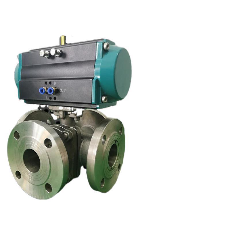 气动四通球阀法兰不锈钢dn50电力ll型换向空气循环水切断阀q646f