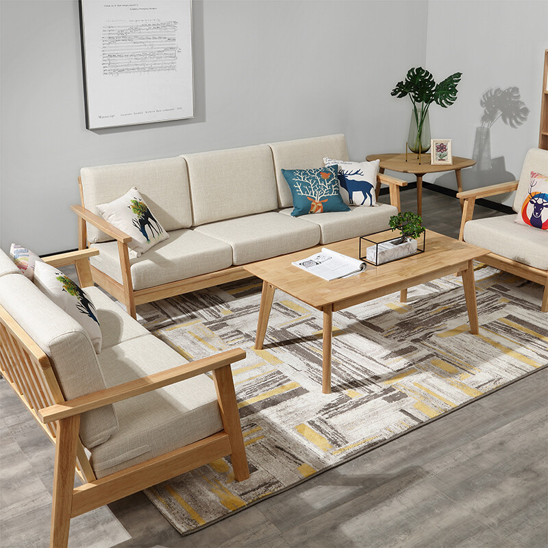 厂家直销北欧全实木沙发简约现代小户型沙发客厅原木沙发特价批发