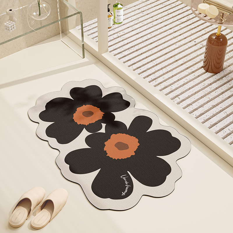 Bathroom Mats Anti-Slip Anti-Fall Soft Diatom Ooze Strong Water-Absorbing Quick-Drying Toilet Bathroom Entrance Foot Mat