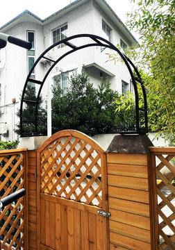 8bwi铁艺拱门花架半拱门爬藤架庭院别墅门柱攀爬支架门头爬藤架可