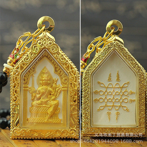 新款泰国佛牌正品龙婆洪四面佛大模四面佛坤平佛坤平将军吊坠项链