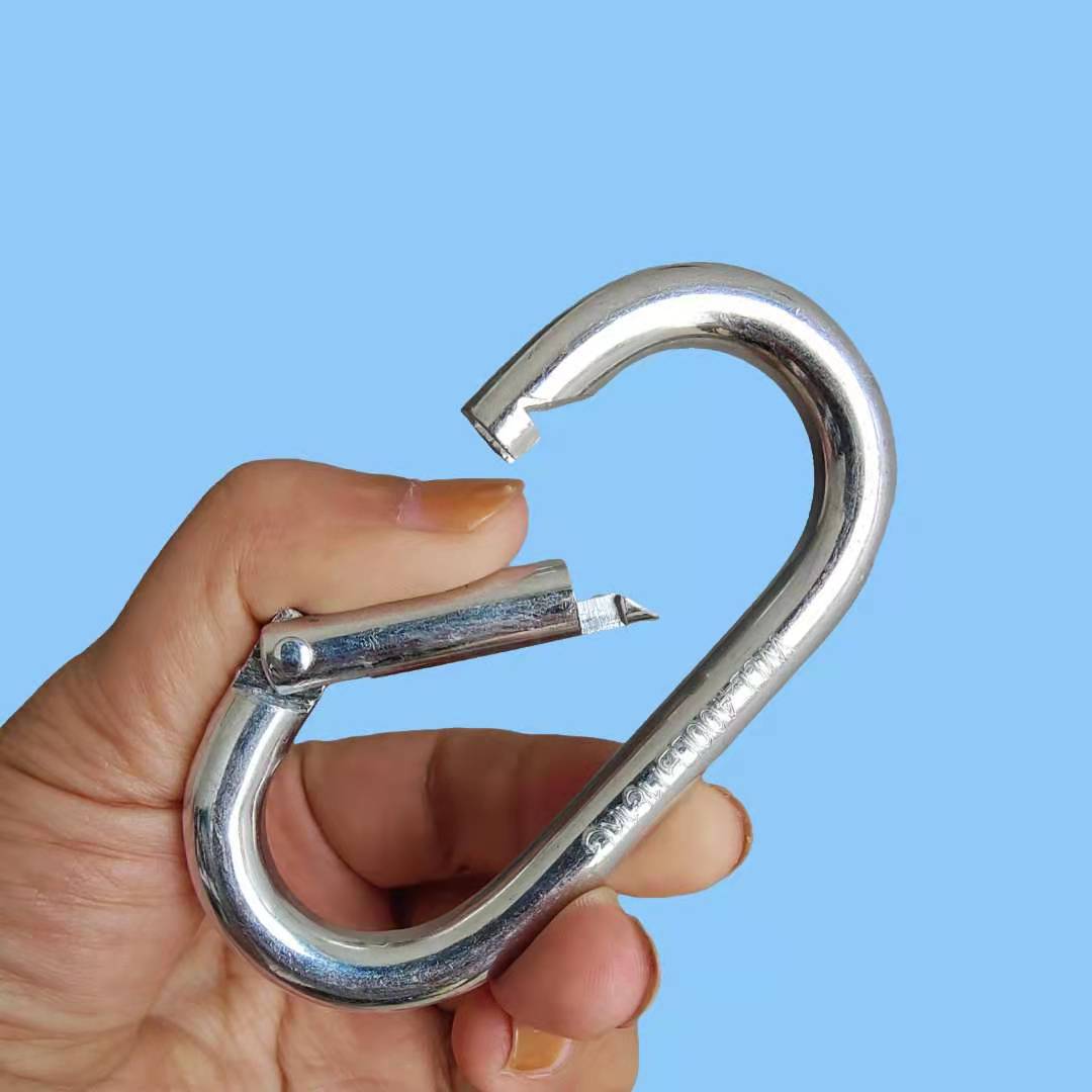 大号8号10号铁镀锌跑道型登山扣狗链扣u型弹簧扣瑜伽挂钩帐篷钩