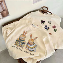新款童装棉可爱女童长袖韩版兔子印花休闲卡通t恤打底衫宝宝上衣T