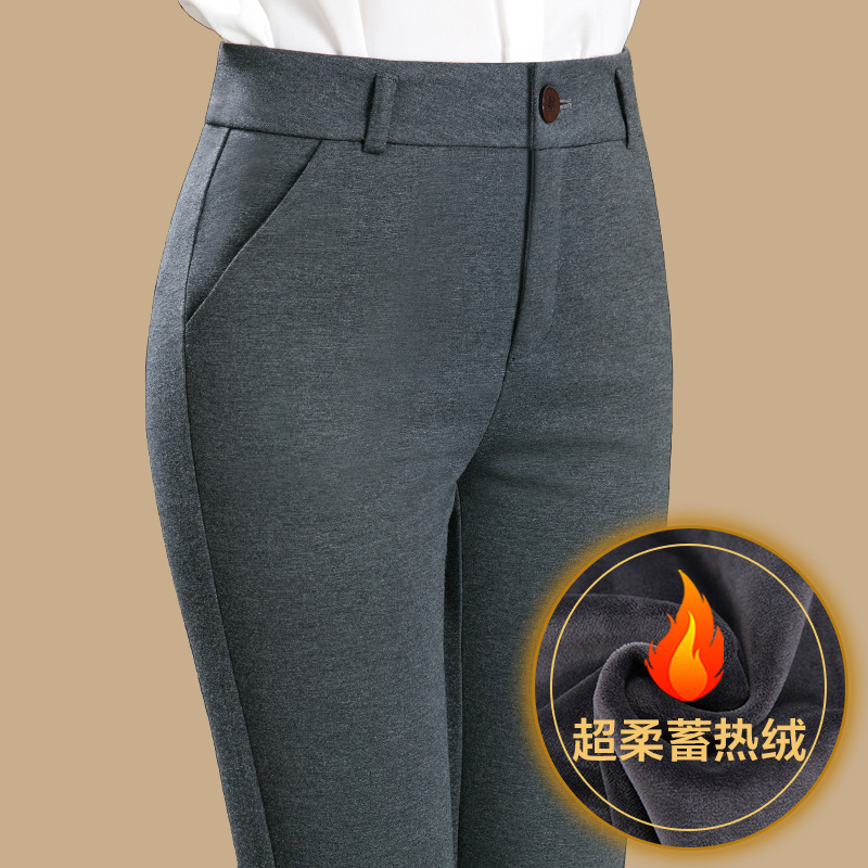 冬季加绒裤子女冬外穿加厚宽松高腰中年妈妈长裤秋冬中老年女裤秋