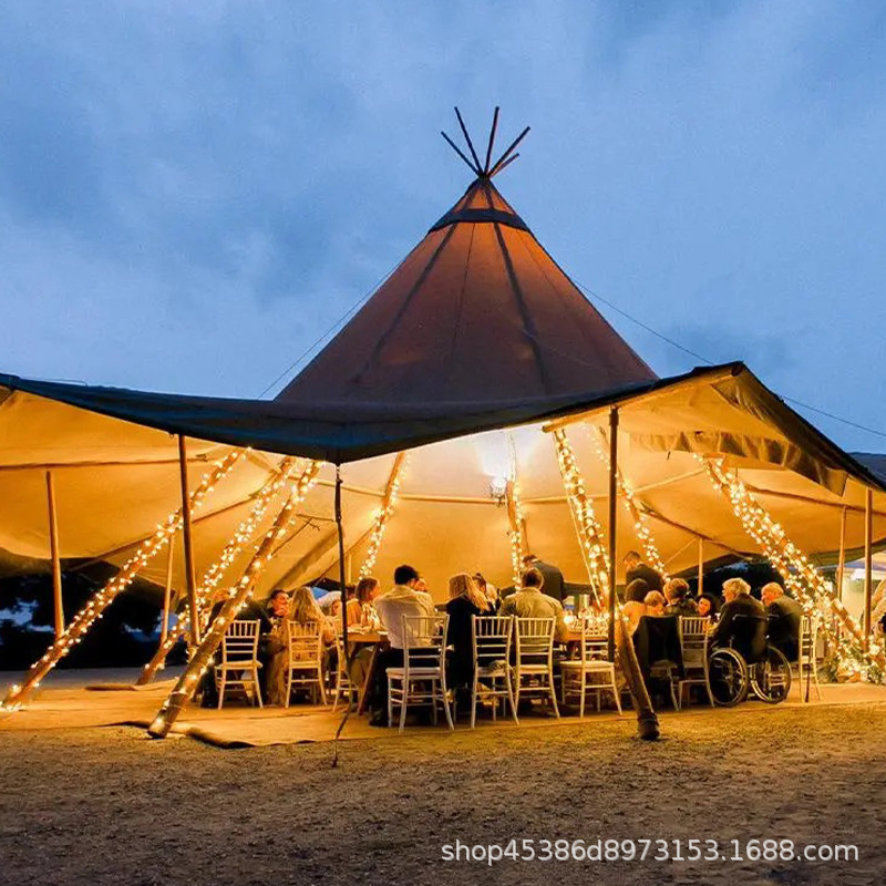 户外印第安帐篷酒店tipi草帽帐篷露营景区餐厅尖顶张拉膜金字塔帐