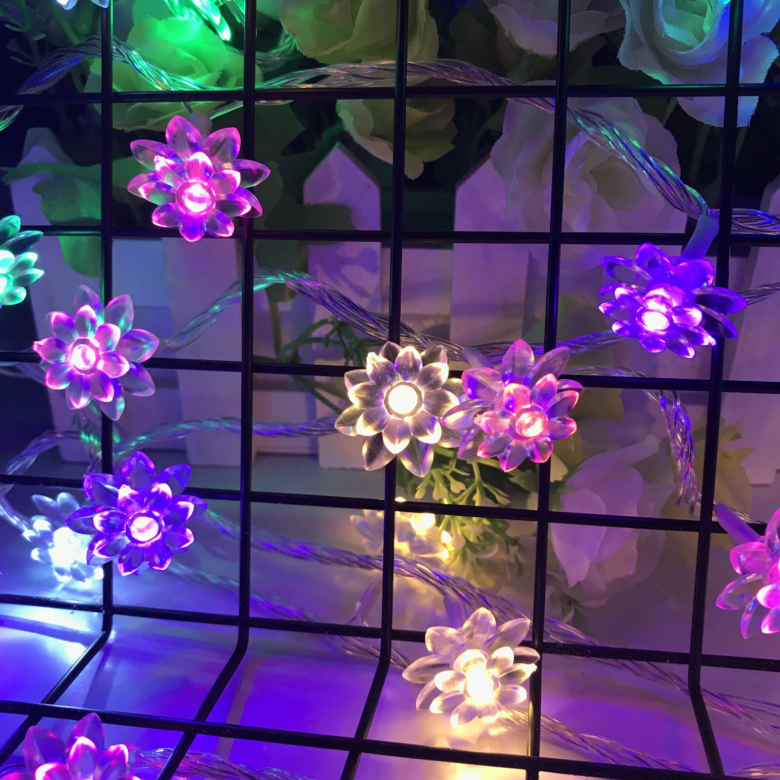 太阳能led荷花彩灯双层花朵花瓣莲花灯串闪灯圣诞灯装饰灯-阿里巴巴