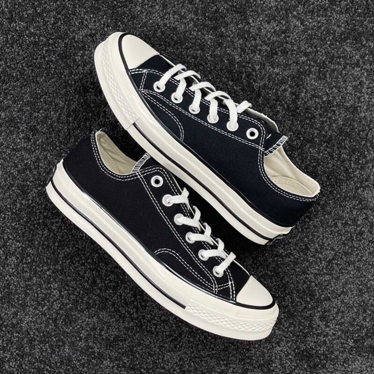 1970s正品帆布鞋经典女鞋低帮川久保玲休闲男鞋黑色莆田鞋