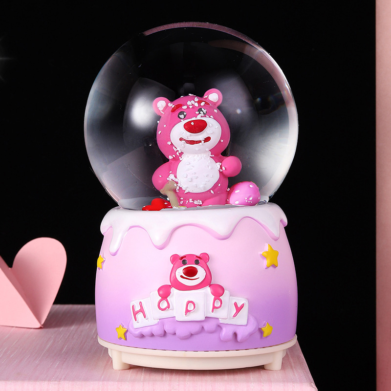 Best-Seller on Douyin Strawberry Bear Star Lamp Crystal Ball Luminous Luminous Glass Ball Factory Wholesale Children's Holiday Gifts