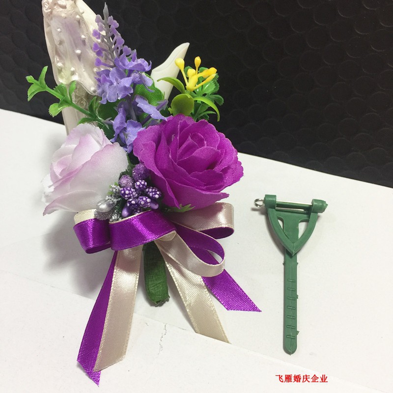 新品新款2头玫瑰胸花商务开业活动庆典年会贵嘉宾伴郎兄弟团襟花