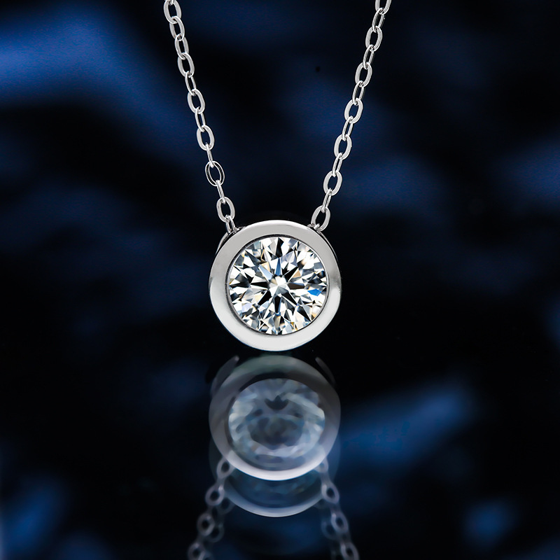 【工厂】一路有你钻石项链s925银锁骨链镶莫桑石吊坠女款灵动坠子