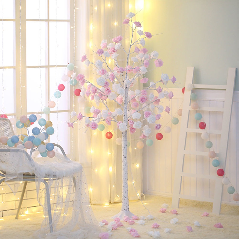 Christmas Rose Shining Led Tree Lamp Bedside Floor Lamp Living Room Internet Celebrity Bedroom Live Studio Atmosphere Decoration