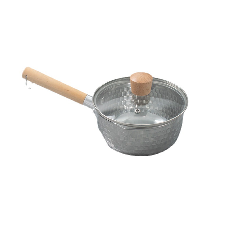 Stainless Steel Yukihira Pan Japanese Style Wooden Handle Small Milk Boiling Pot Baby and Infant Household Complementary