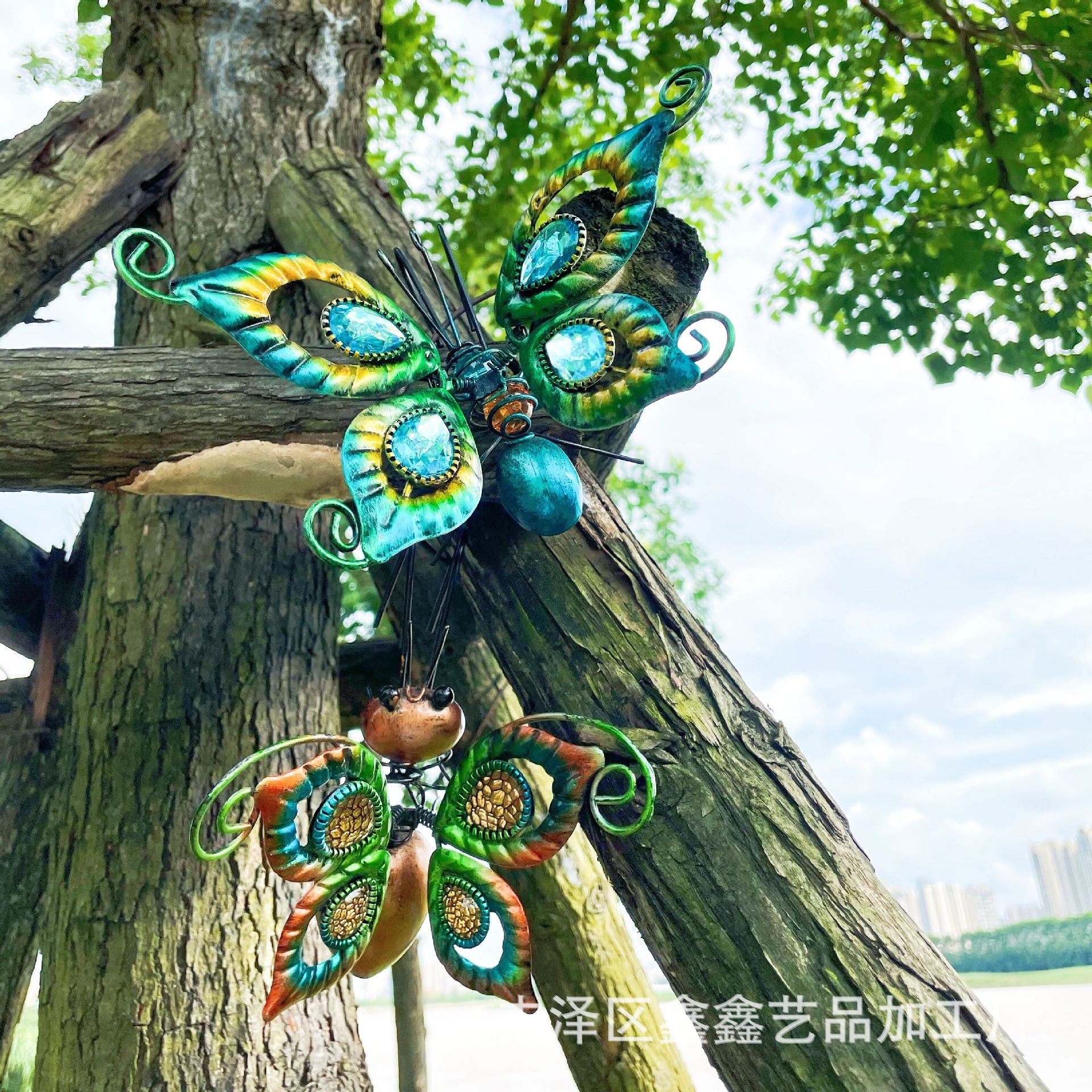 跨境园艺金属工艺品铁艺工艺品挂件挂饰花园园林装饰品蝴蝶礼品