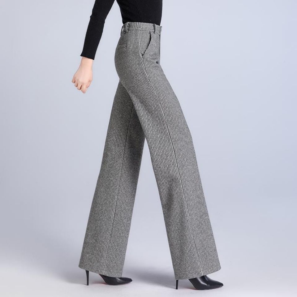 毛呢阔腿裤女2020新款秋冬宽松坠感休闲裤子高腰垂感显瘦直筒长裤