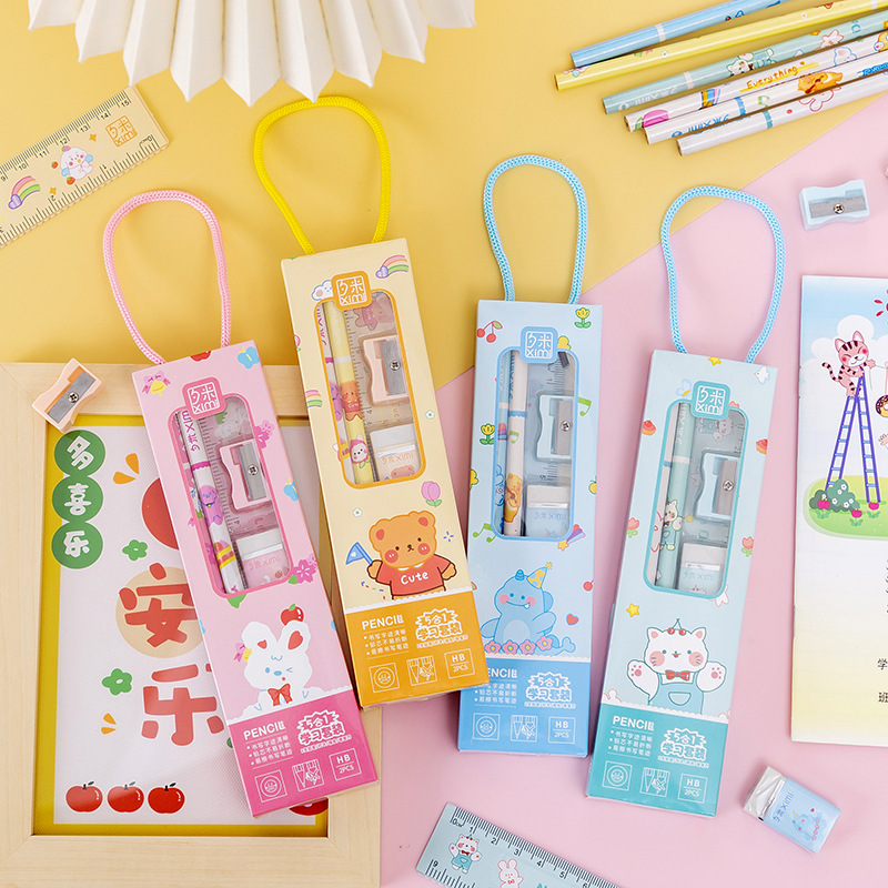 six-in-one prize primary school student stationery set five-piece kindergarten children‘s birthday gift five-in-one pencil set