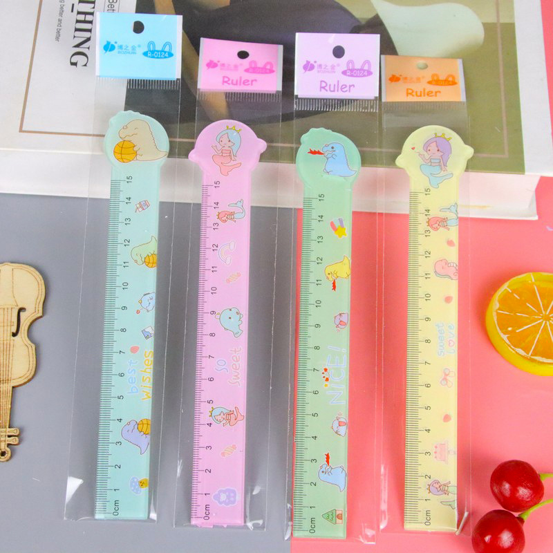 Cartoon Shaped Ruler Drawing Measuring Tool Student Ruler 15cm a Scale Children Gift Transparent Plastic Ruler