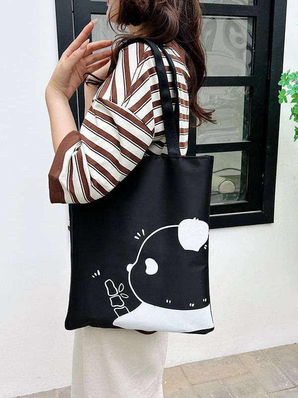 Canvas Bag Shoulder Bag Women's All-Match Simple and Fresh Artistic Handbag Korean Ins Cute Student Tuition Bag