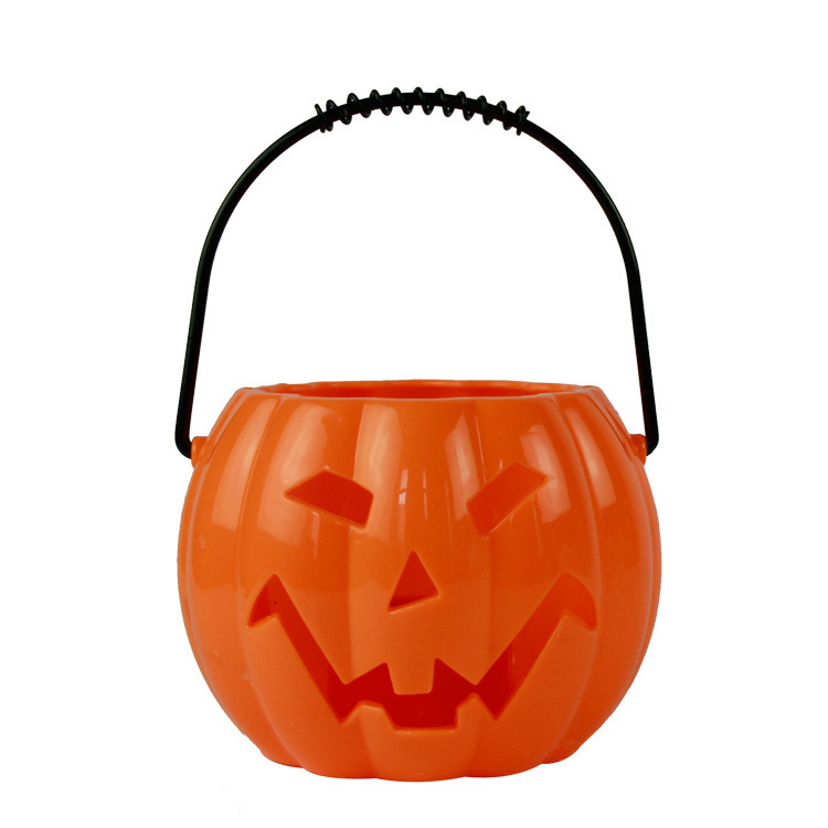 万圣节南瓜灯商场布置道具惊悚笑声发光手提南瓜灯 15cm 万圣装饰