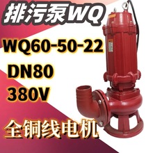 WQ60-50-22排污潜水泵农用大流量排灌22KW3寸三相污物污水泵380V