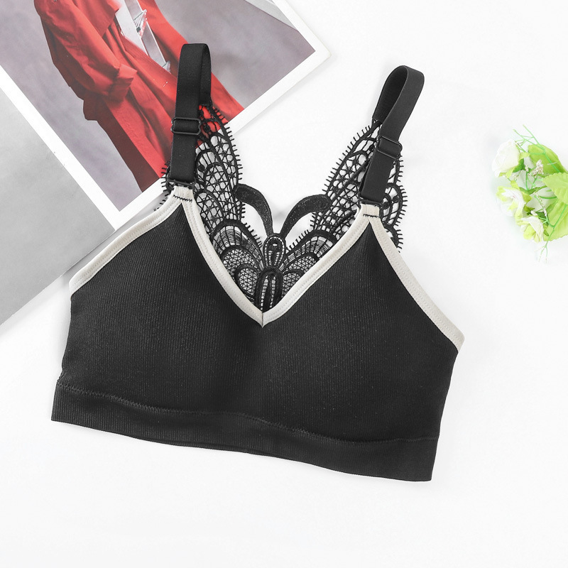 Spring and Summer New Contrast Color Butterfly Beauty Back Seamless Ladies Backless Bra Can Be Worn outside Student Bra Best-Seller on Douyin