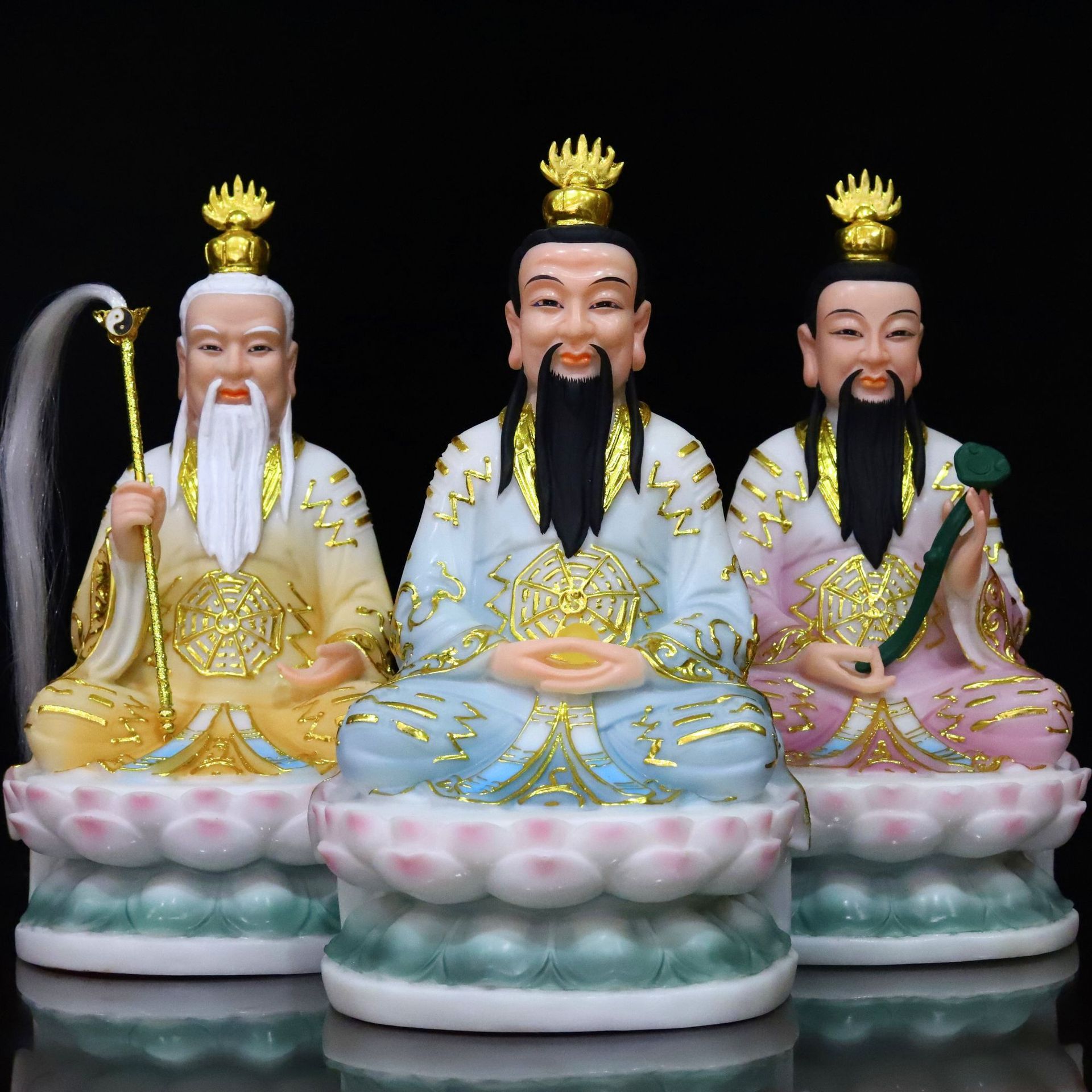 金盛威 三清道祖原始天尊太上老君灵宝天尊三清像汉白玉像