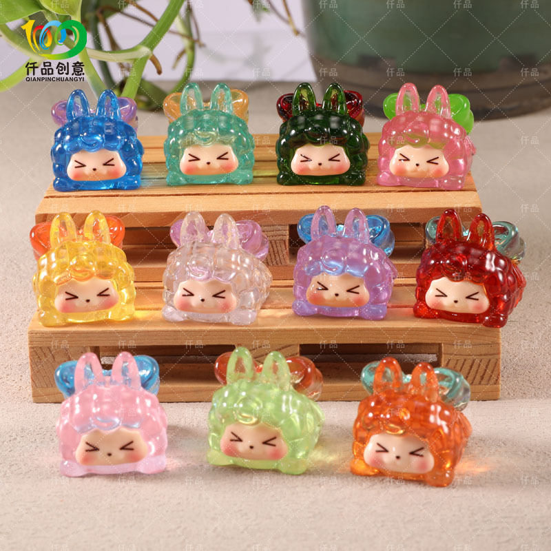 创意高透蝴蝶kiki潮玩钥匙扣挂件盲袋萌粒车载立体桌面摆件