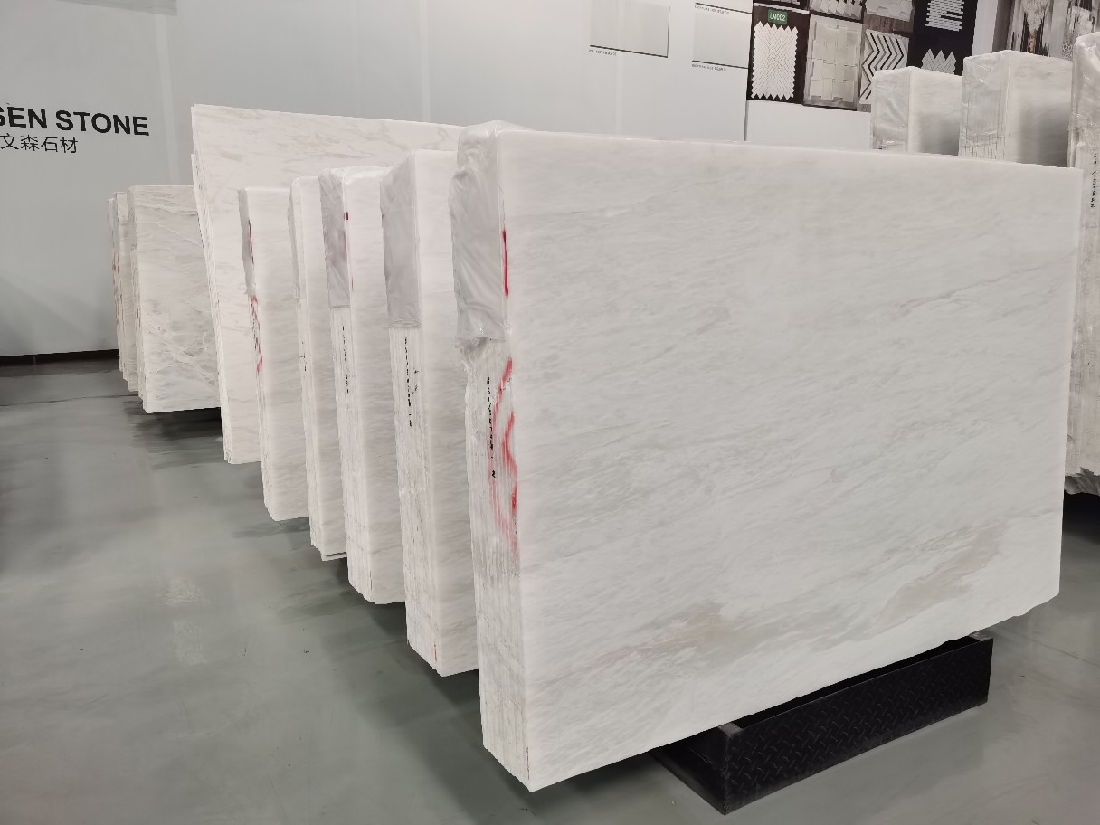 意大利卡里冰玉餐桌冰裂纹透光玉石楼梯踏步厨柜台面板大理石餐桌