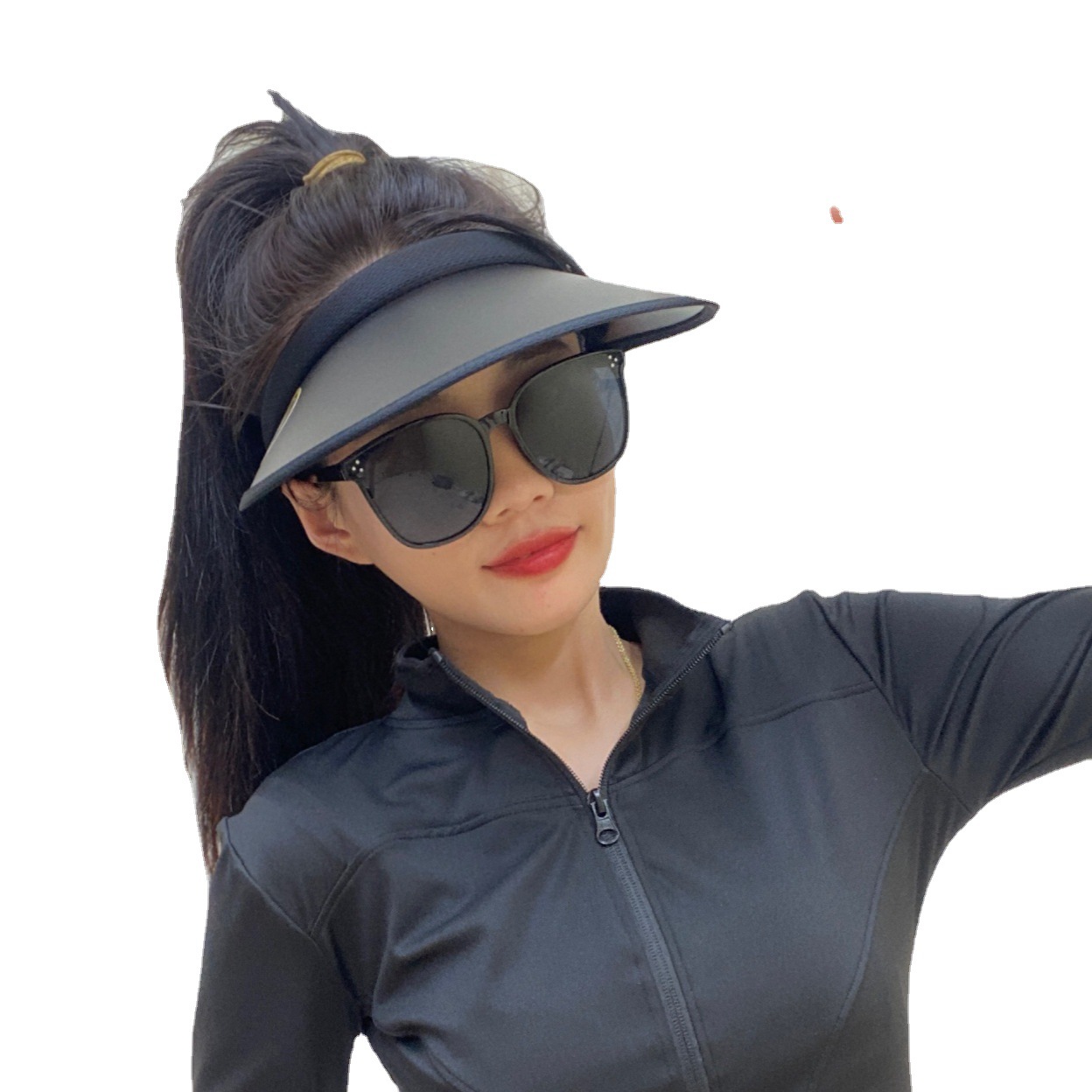 New Black Glue Air Top Sun Protection Hat Female Summer Sun Shade UV Protection Outdoor Riding Wild Headband Sun Protection Hat