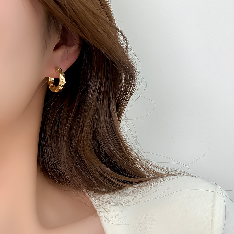 European and American Special-Interest Design Metal Texture Quality Earrings Small Ear Ring Simple All-Match Commute Ins High-Grade Earrings