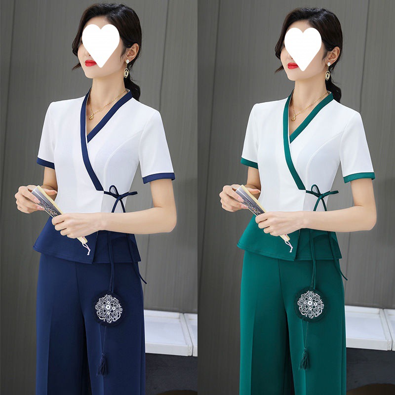 技师服师工衣夏季薄spa师工装足浴工作服裤足套装独立站一件代发