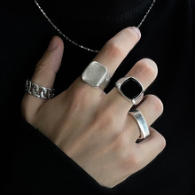朋克风嘻哈潮流戒指套装 欧美跨境复古几何金属指环戒指四件套