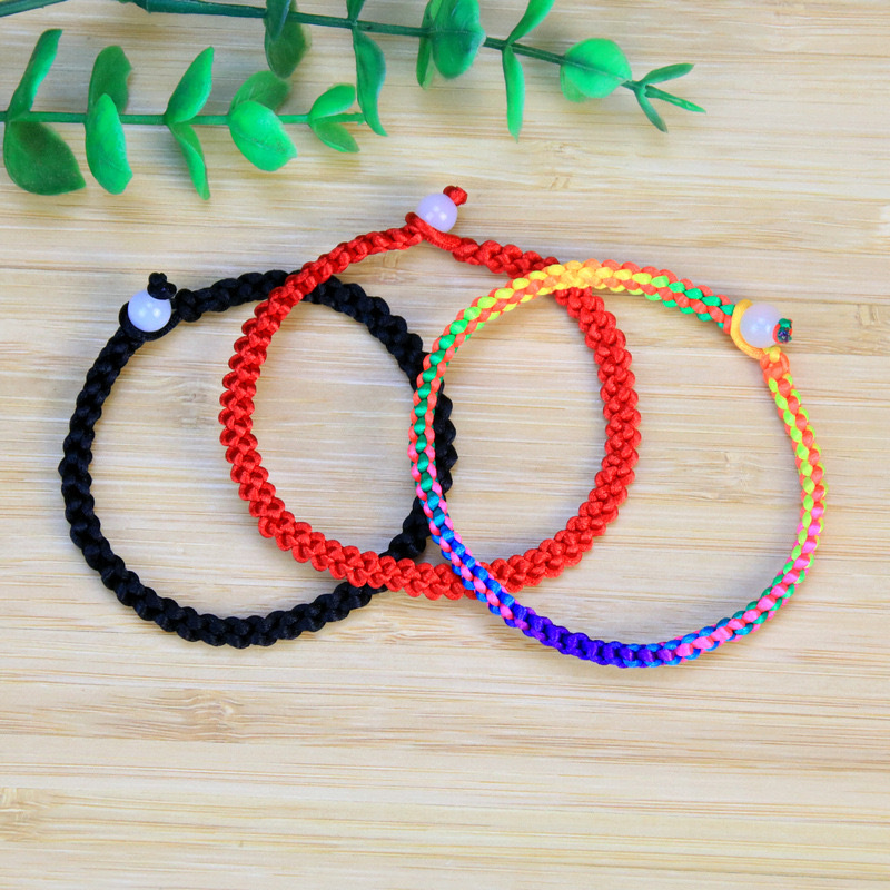 地摊景区热卖端午节五彩绳手链手工编织男女同款玉米结幸运红绳