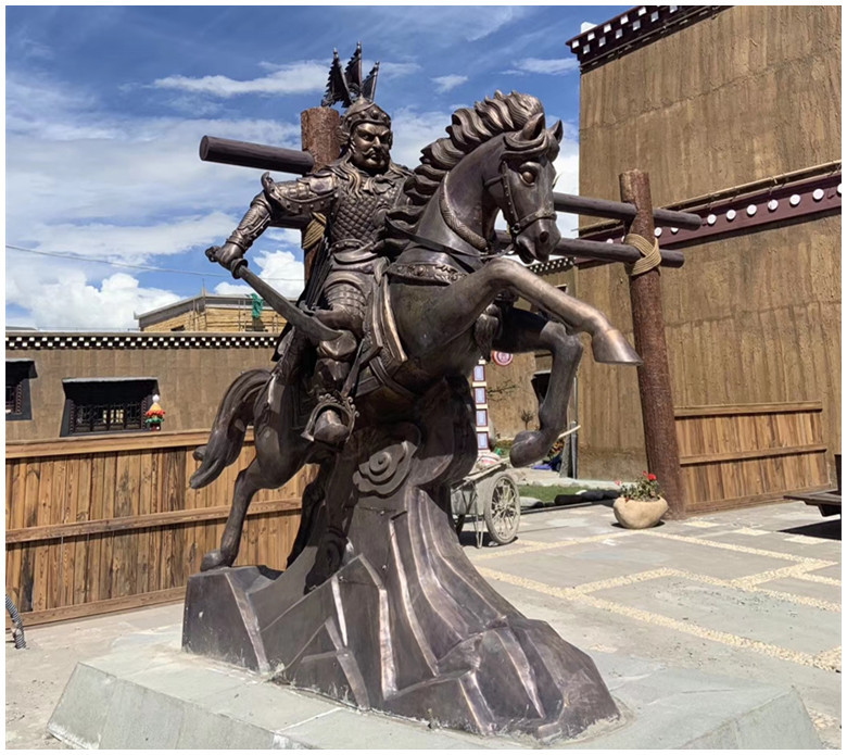 格萨尔王纯铜雕塑密宗藏传铸铜佛像锻铜浮雕园林景观摆件厂家定制