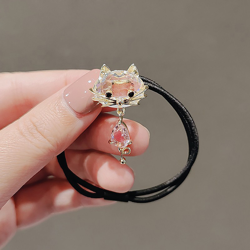 2022新款日系可爱仿水晶小猫发绳女气质少女头绳发圈橡皮筋扎头发