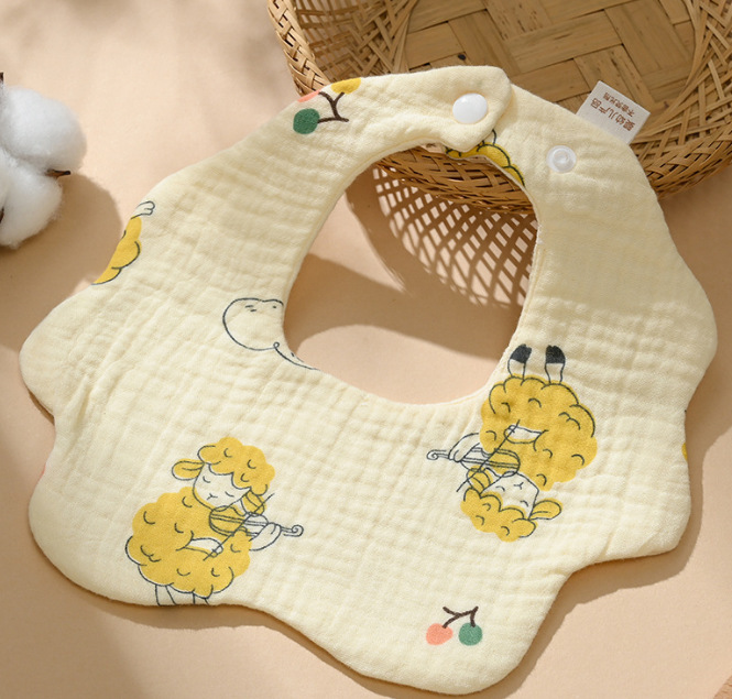 Petal Bib Baby Gauze Bibs Pure Cotton Class a Saliva Towel Baby Milk Spilt Prevent 360 Degrees Newborn Bib