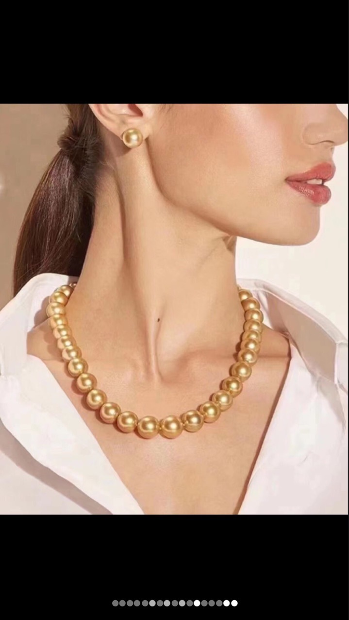 天然海水南洋金珍珠项链